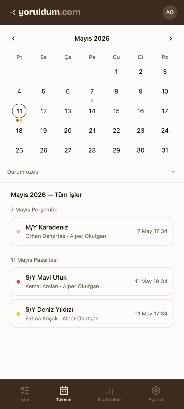 saha ekibi iş takvimi planlama